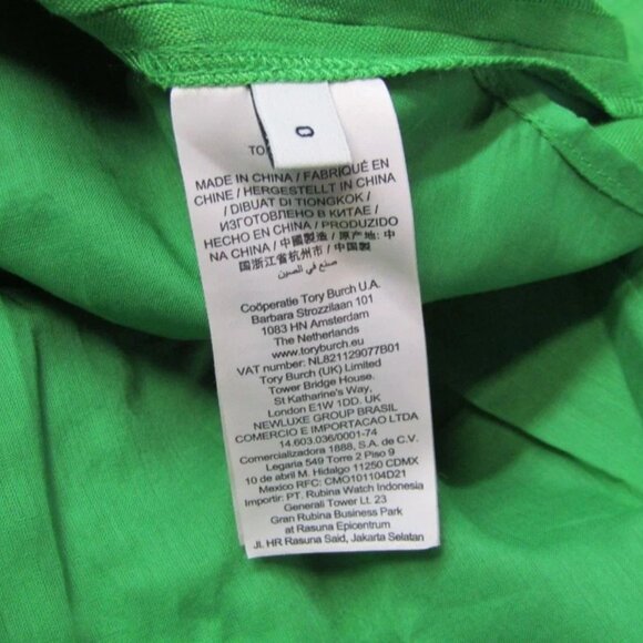 Tory Burch Women's Pleated Linen Midi Dress Bright Leaf Green Size 0 - Picture 6 of 8